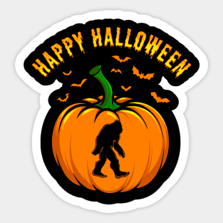 Funny Bigfoot Pumpkin Happy Halloween Sticker